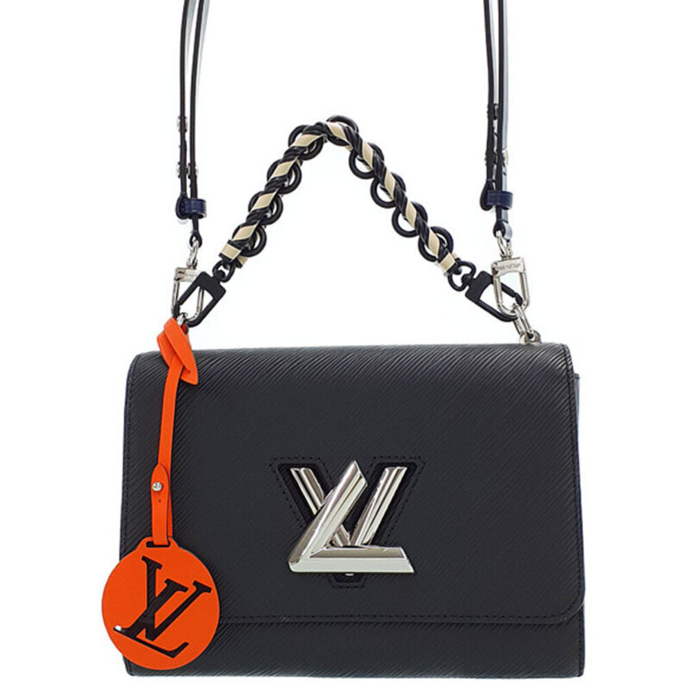 Louis Vuitton Epi Leather Braided Handle Twist Bag Black Orange